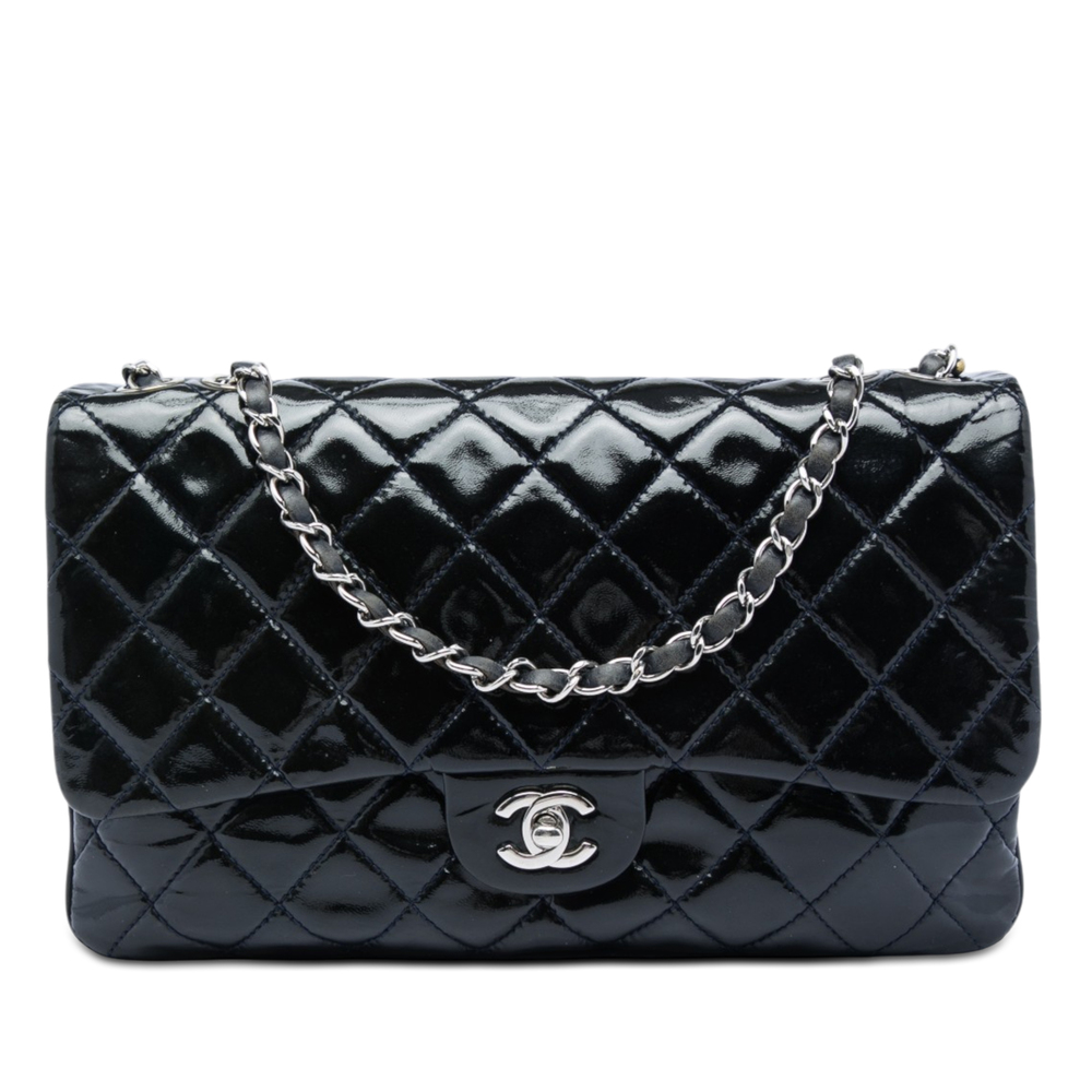Pre-Loved Chanel Jumbo Quilted Patent 3 Compartment Flap